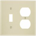 Leviton 2-Gang Plastic Single Toggle/Duplex Outlet Wall Plate, Ivory 001-86005